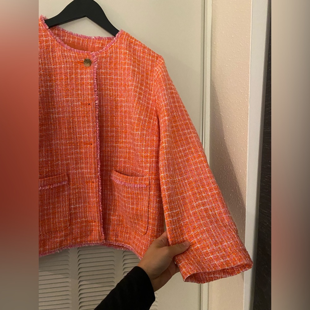J Jill Dahlia Tweed Jacket in Clementine - Picture 4 of 7